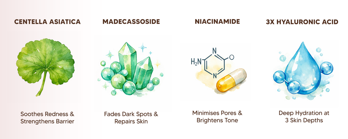 Pure Centella Brightening Serum with Niacinamide, Madecassoside & 3X Hyaluronic Acid