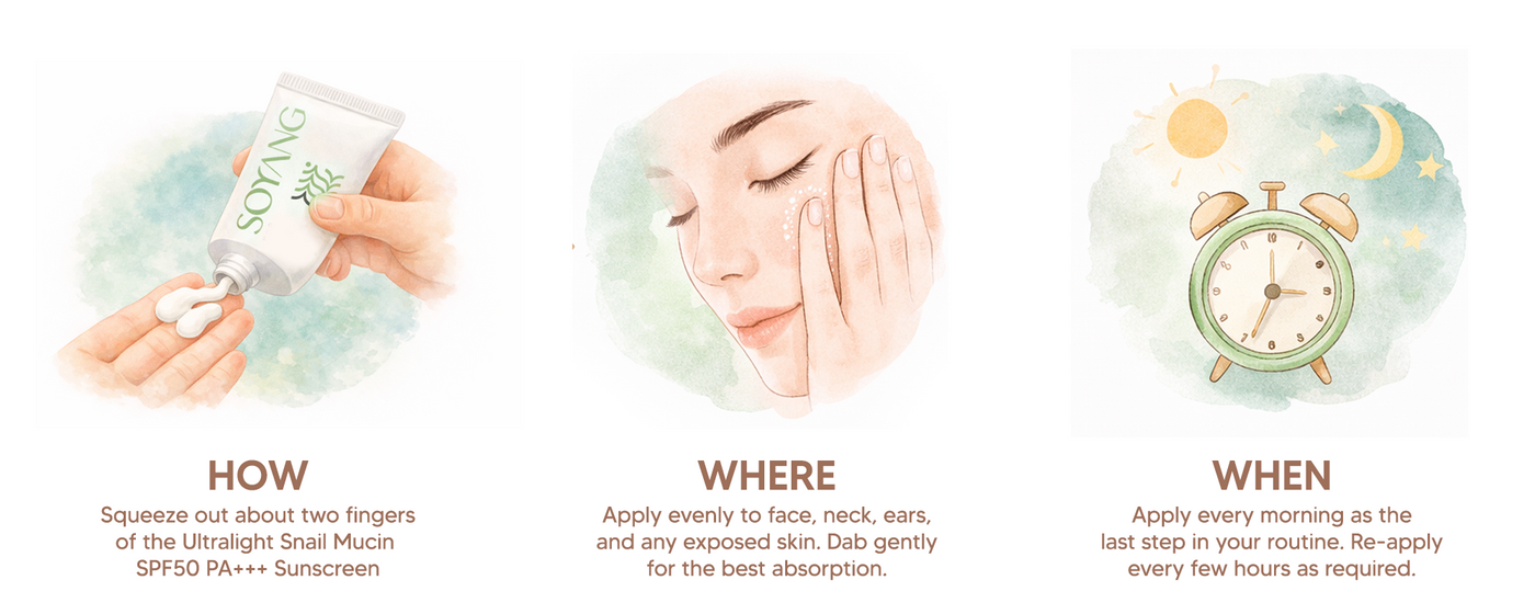 Ultralight Snail Mucin SPF50 PA+++ Sunscreen with Ceramides, Zinc Oxide & Green Tea