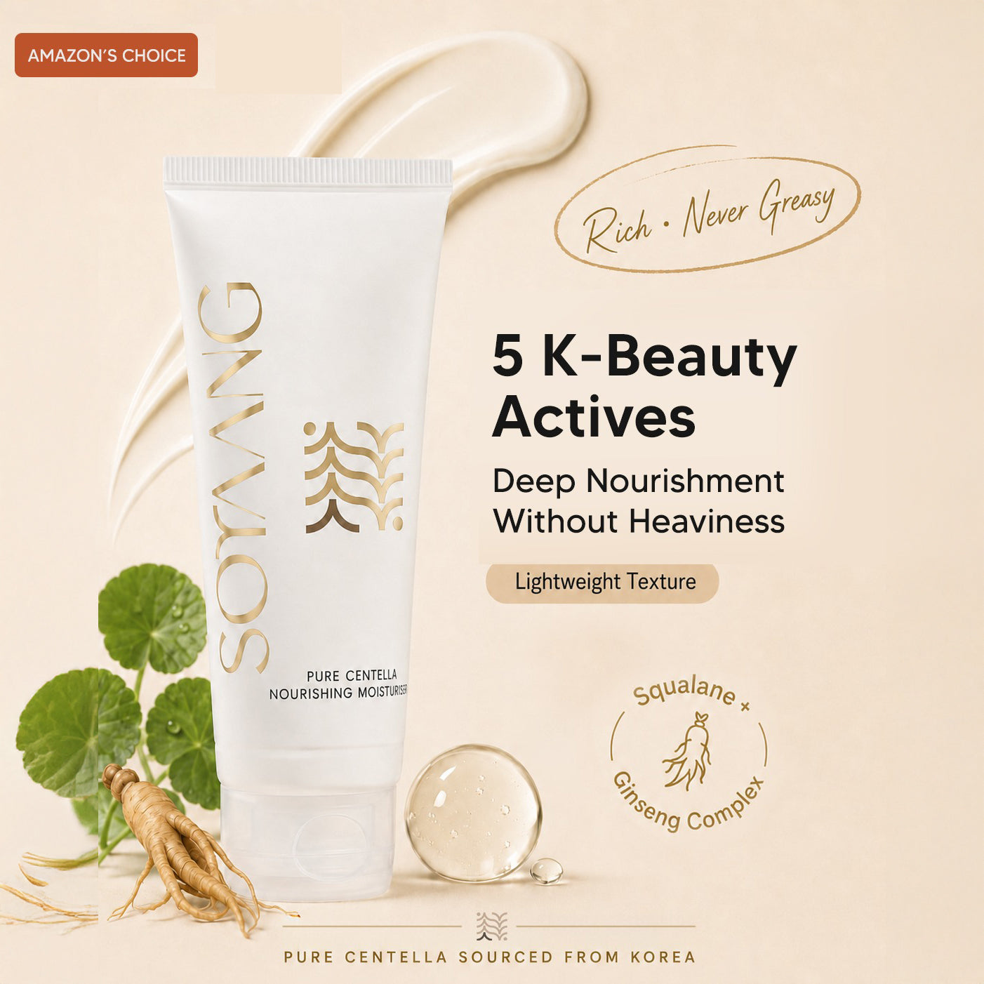 Pure Centella Nourishing Moisturiser with Ceramides, Squalane, Niacinamide & Ginseng