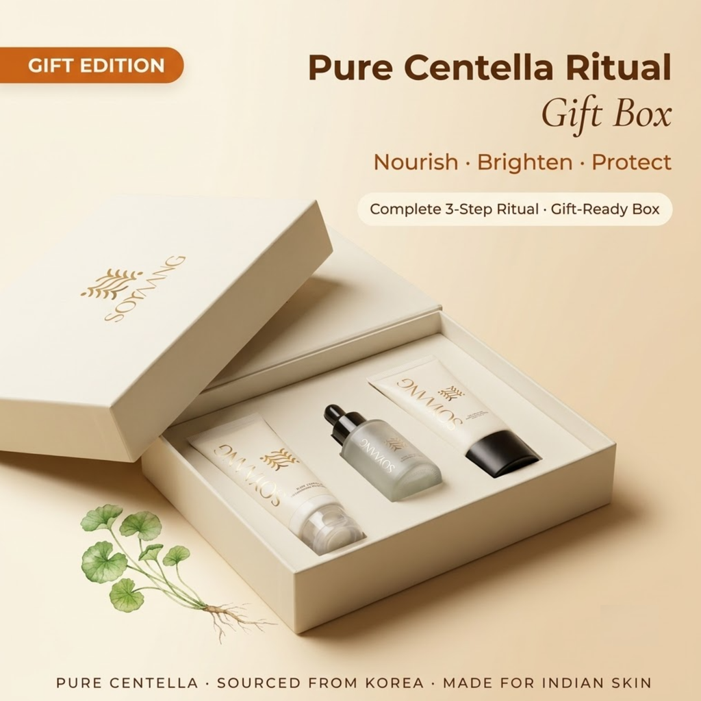 Soyaang Pure Centella Ritual Gift Box - Nourishing Moisturiser, Brightening Serum & SPF50 Sunscreen | Complete Skincare Ritual, Gift-Ready