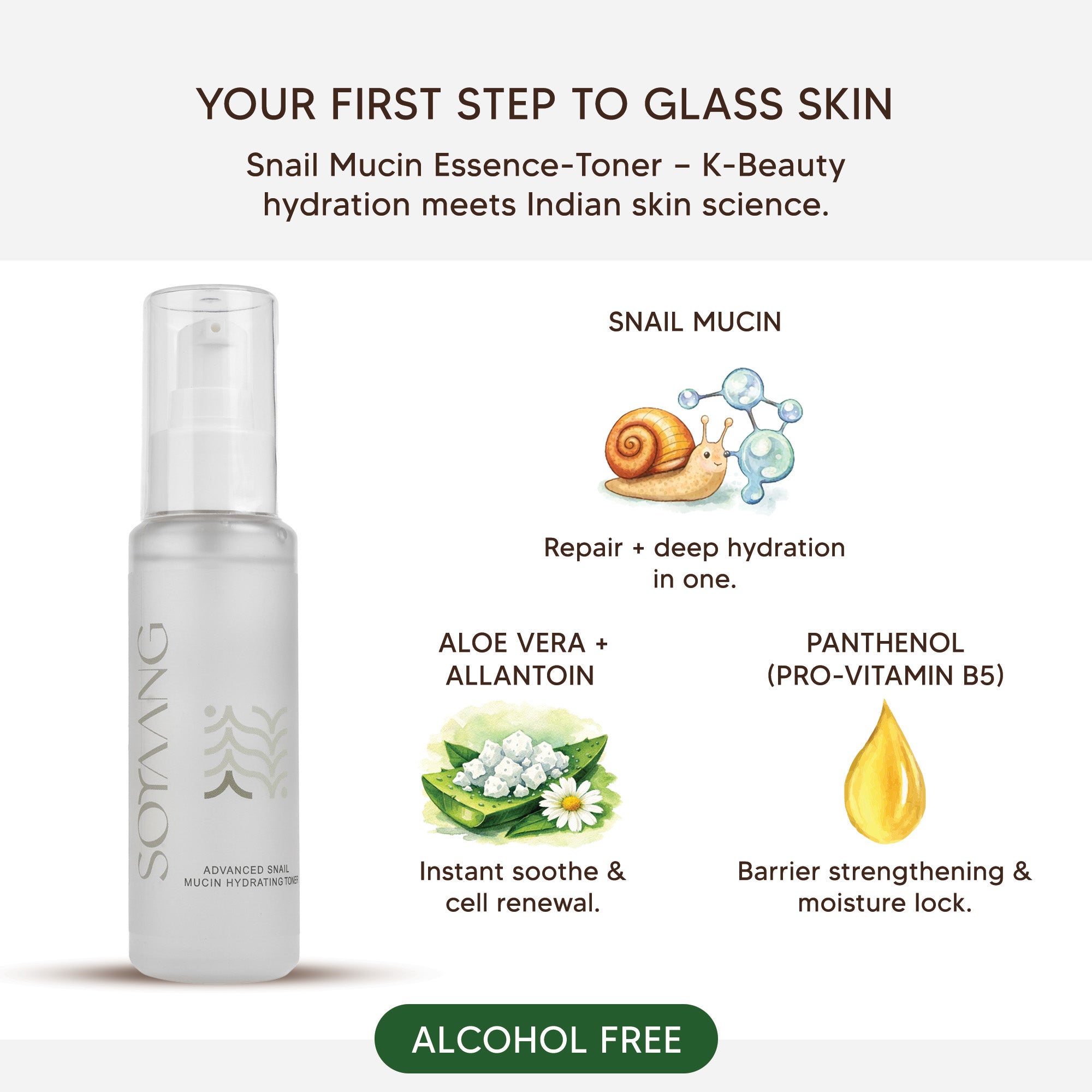 Advanced Snail Mucin Hydrating Toner with Aloe Vera, Allantoin & Panthenol