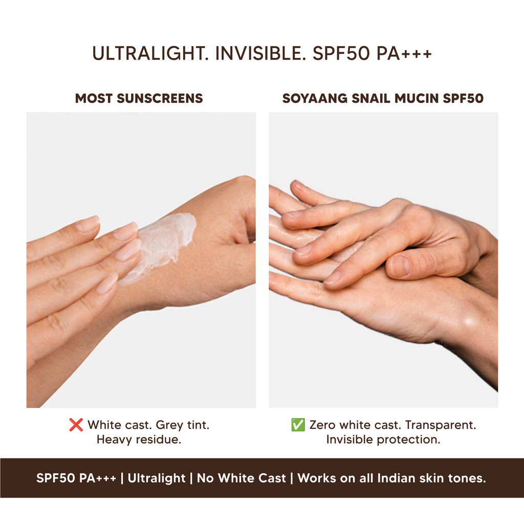 Ultralight Snail Mucin SPF50 PA+++ Sunscreen with Ceramides, Zinc Oxide & Green Tea
